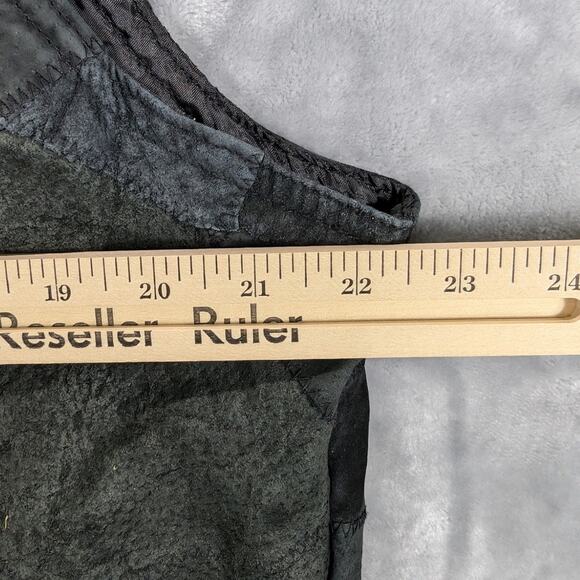 VTG Italian Stone Design Vest Mens 2X Suede Leather Snaps Biker Black Patchwork - Picture 5 of 6